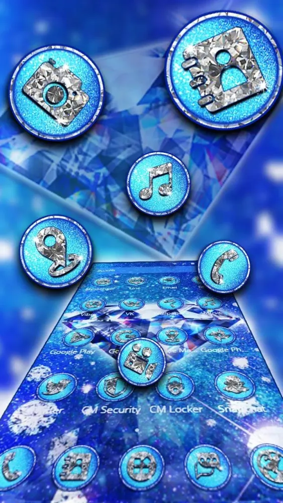 Glitter Blue Diamond 2D Theme Screenshots