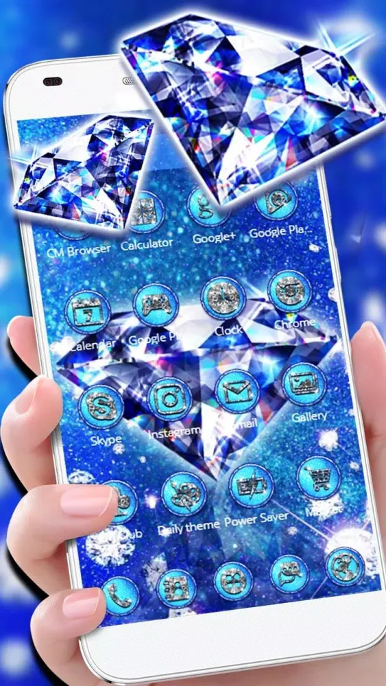 Glitter Blue Diamond 2D Theme Screenshots