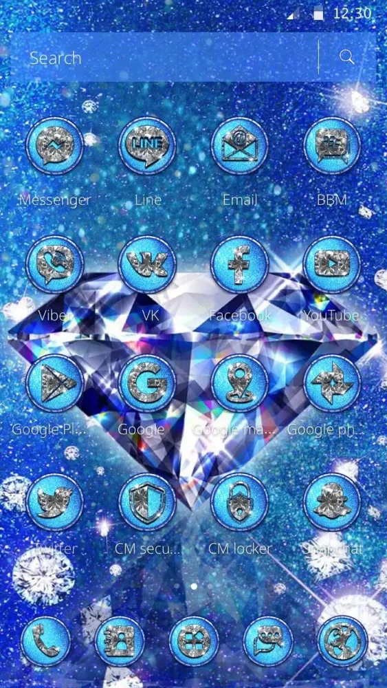 Glitter Blue Diamond 2D Theme Screenshots