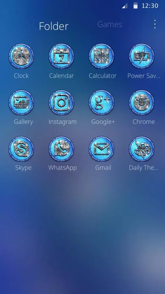 Glitter Blue Diamond 2D Theme Screenshots