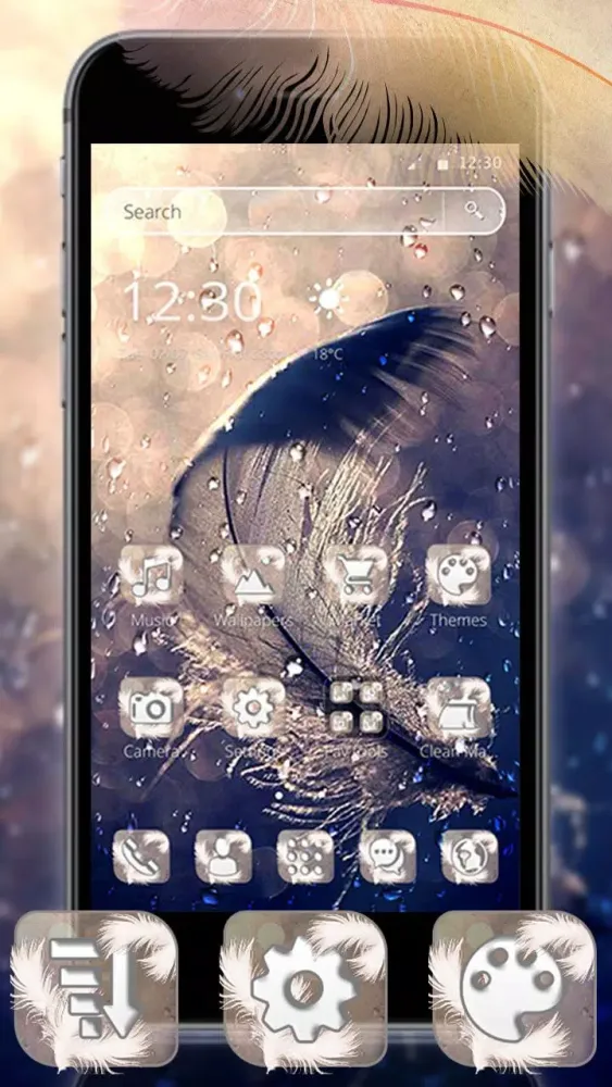 Ảnh chụp màn hình của Water Drop Feather Theme