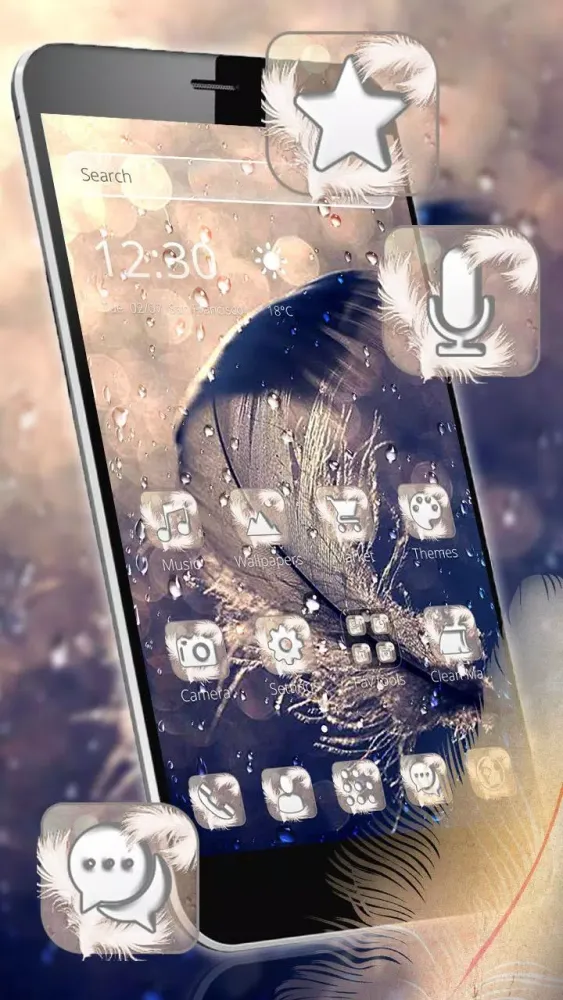Ảnh chụp màn hình của Water Drop Feather Theme