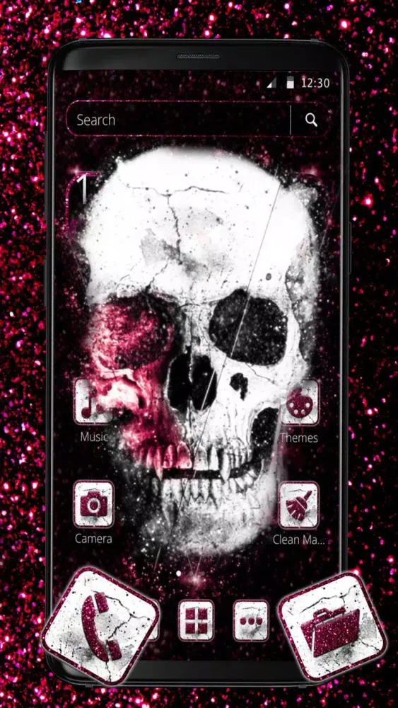 Pink Glitter skull Theme应用截图