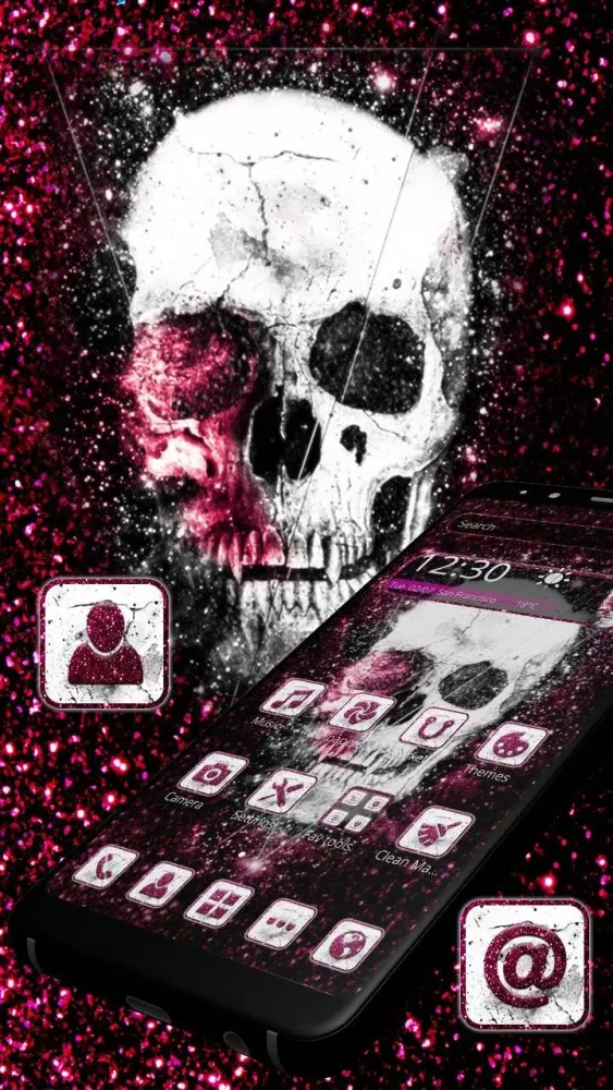 Pink Glitter skull Theme应用截图