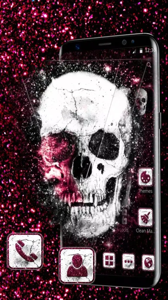 Pink Glitter skull Theme应用截图