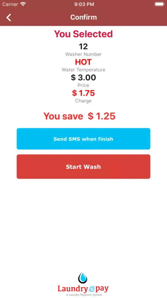 Ảnh chụp màn hình của Laundry EPay