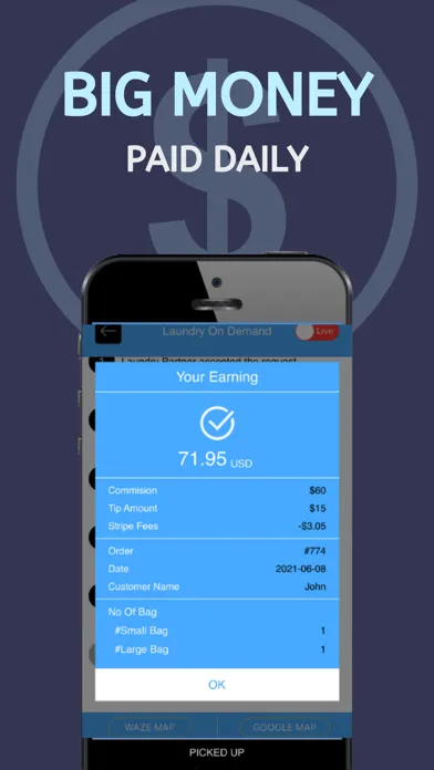 Laundry On Demand Partner Screenshots