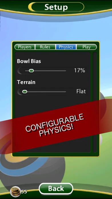 Tangkapan skrin Virtual Lawn Bowls