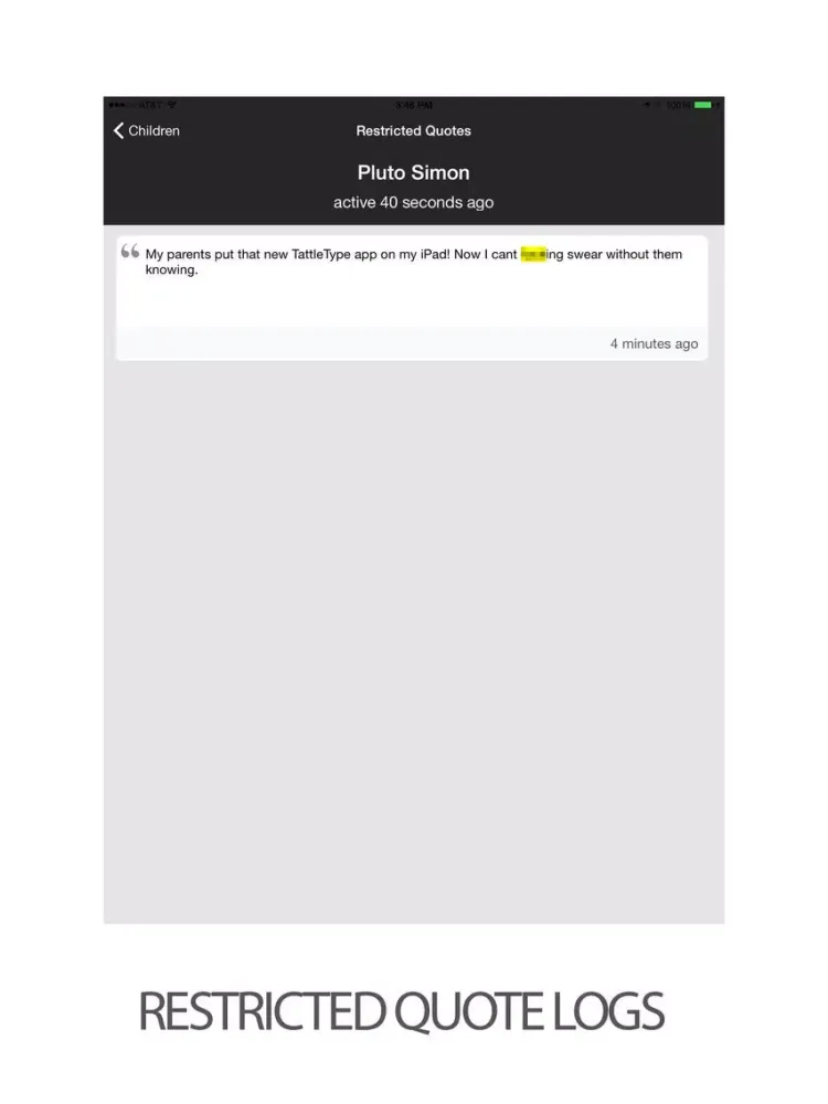 Ảnh chụp màn hình của TattleType iPad 