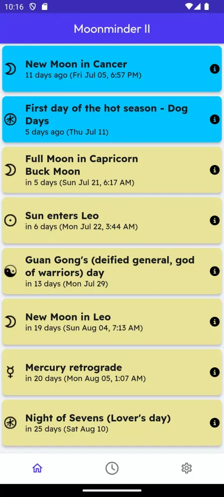 MoonMinder سکرین شاٹس