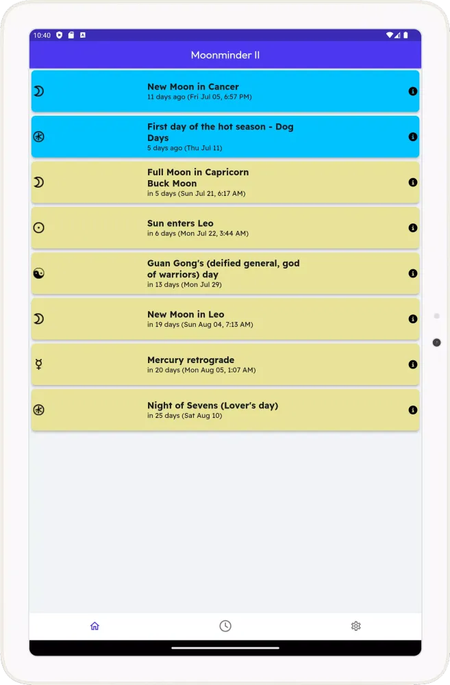 MoonMinder سکرین شاٹس