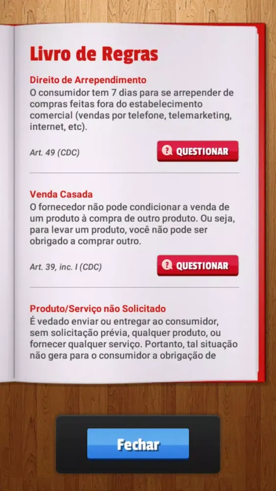 Capturas de tela do Proteco
