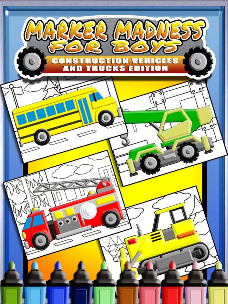 Ảnh chụp màn hình của Marker Mania for Boys Lite - A Free Truck & Construction Coloring Book App iPad 