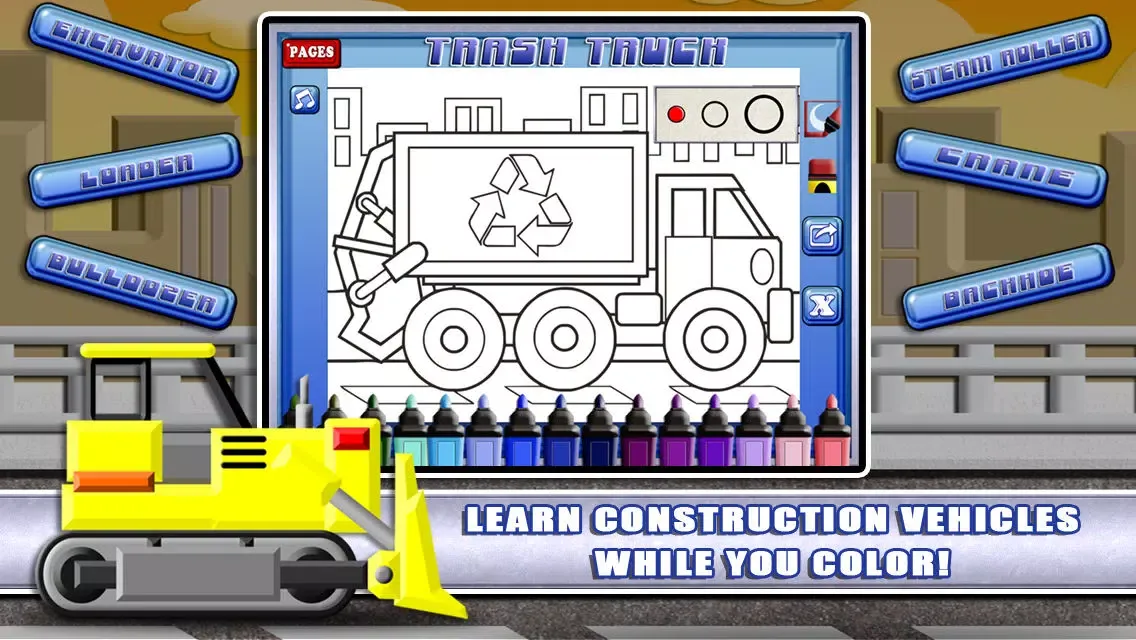 Ảnh chụp màn hình của Marker Mania for Boys Lite - A Free Truck & Construction Coloring Book App