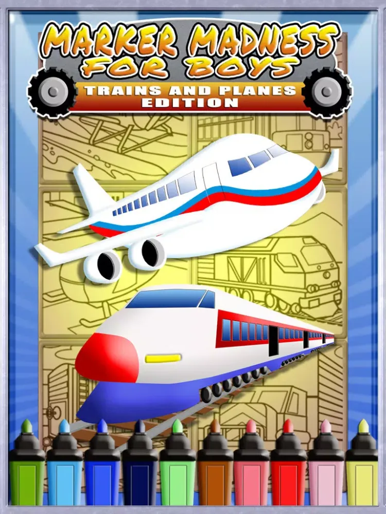 Capturas de pantalla de Marker Mania for Boys: My Choo Choo Trains and Jet Planes Coloring Book FREE! iPad 