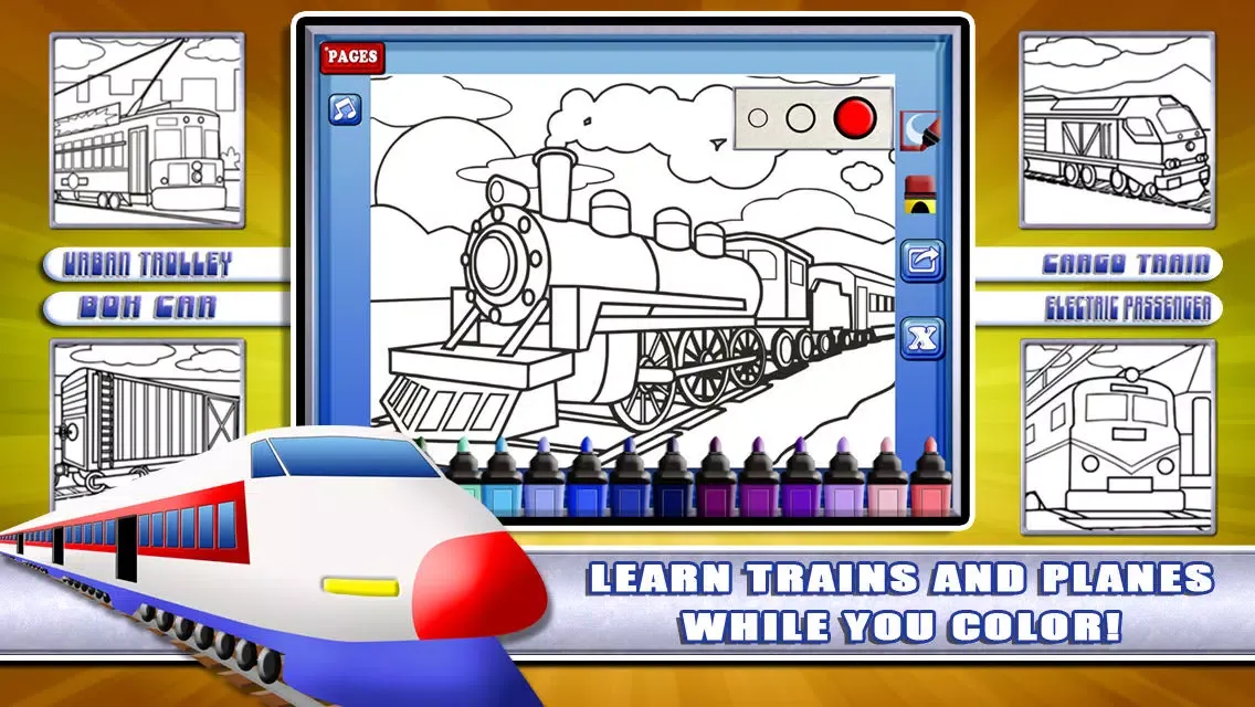 Capturas de pantalla de Marker Mania for Boys: My Choo Choo Trains and Jet Planes Coloring Book FREE!