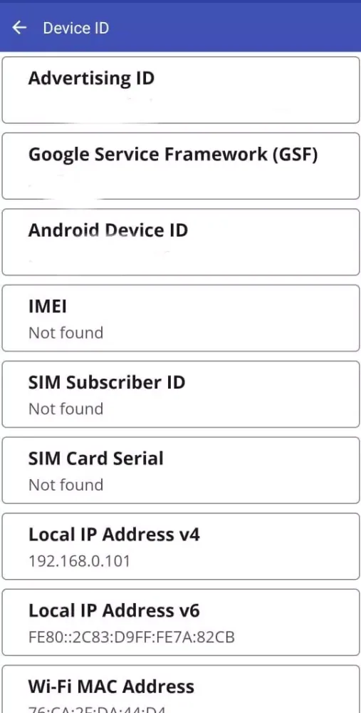 Скриншоты GAID - Device Advertisement ID