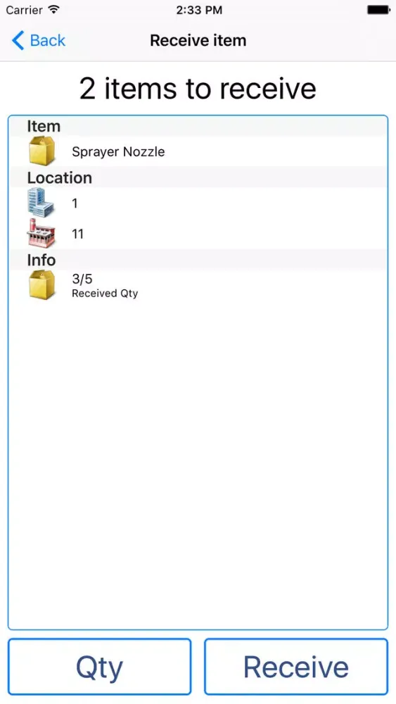 Tangkapan layar SKG Inventory for iPhone