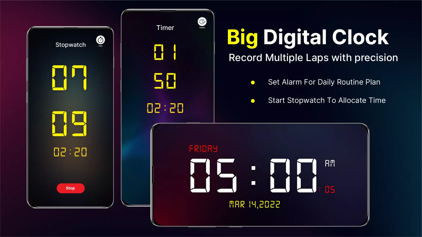 Tangkapan layar Big Digital Clock Display