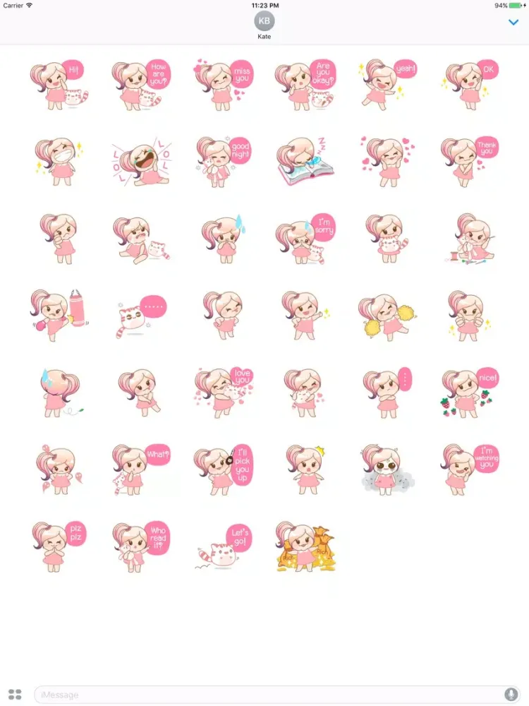 Finley The Lovely Little Girl English Stickers iPad  Screenshots