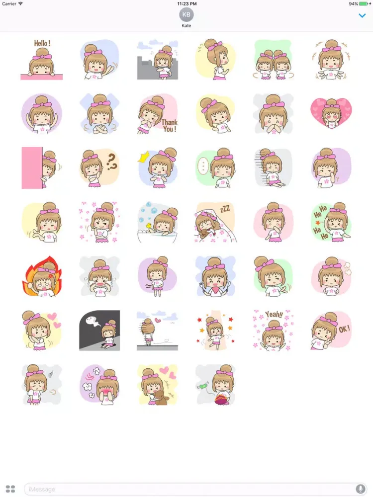Aisha The Cute Little Girl Stickers iPad 应用截图