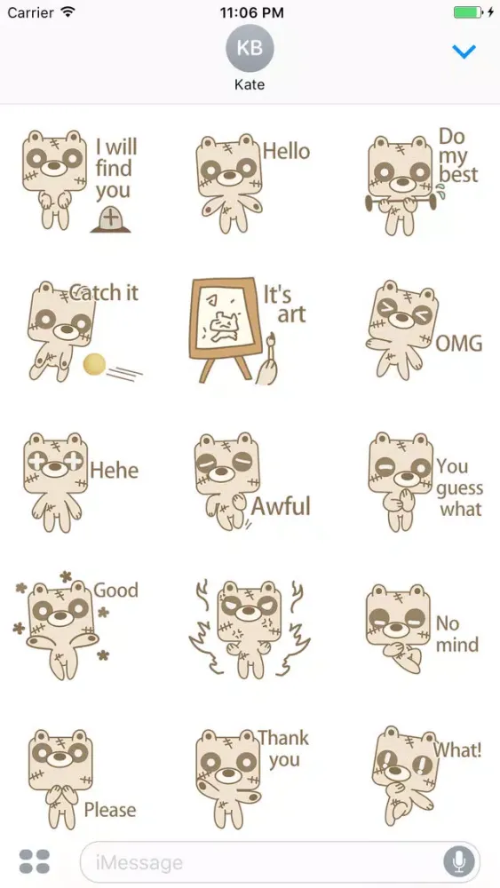 Tangkapan layar Brook The Cute Zombie Bear Stickers