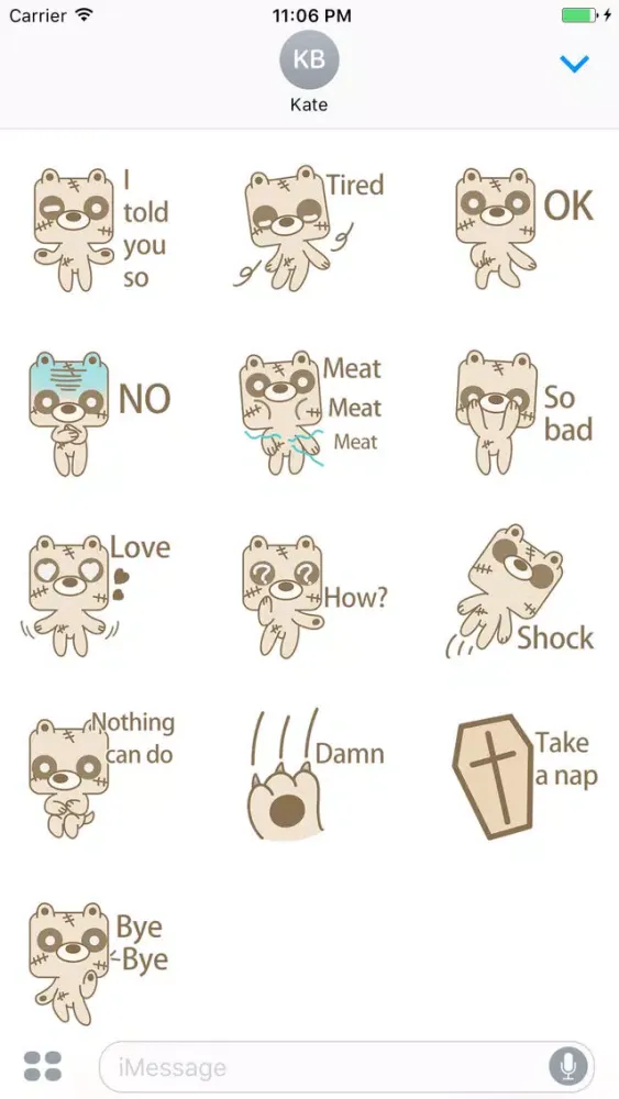 Tangkapan layar Brook The Cute Zombie Bear Stickers