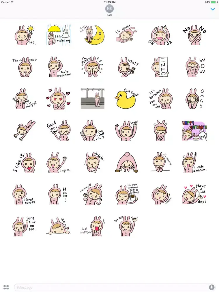 Daphne The Girl Who Loves Rabbit English Stickers iPad  স্ক্রিনশট