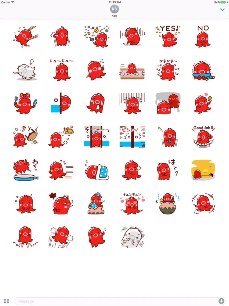 Capturas de tela do Donatello The Cute Little Red Octopus Stickers iPad 