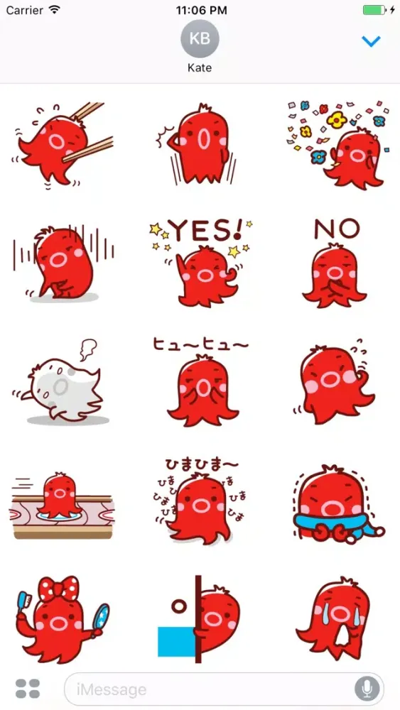 Capturas de tela do Donatello The Cute Little Red Octopus Stickers