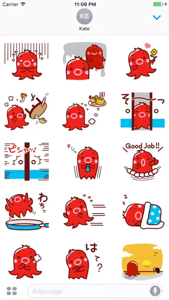 Capturas de tela do Donatello The Cute Little Red Octopus Stickers