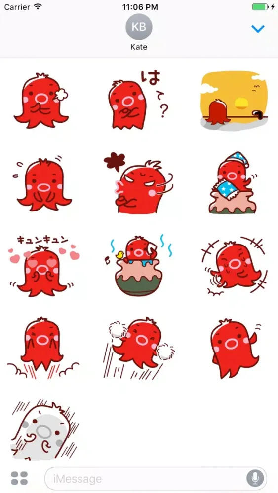 Capturas de tela do Donatello The Cute Little Red Octopus Stickers