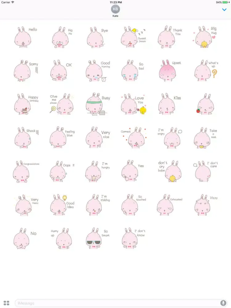 Evy The Pink Cutie Rabbit Stickers iPad  스크린샷