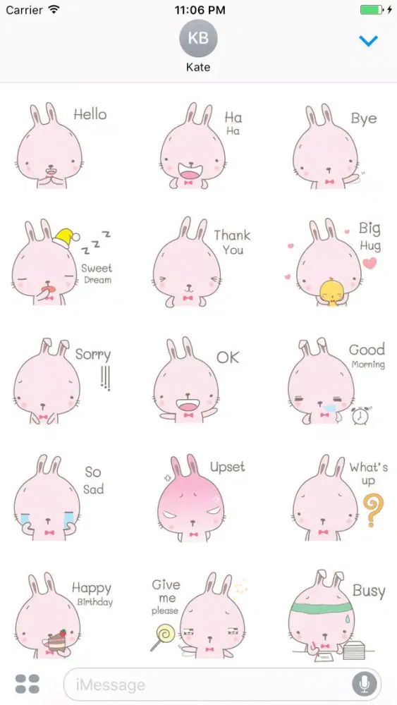 Evy The Pink Cutie Rabbit Stickers 스크린샷