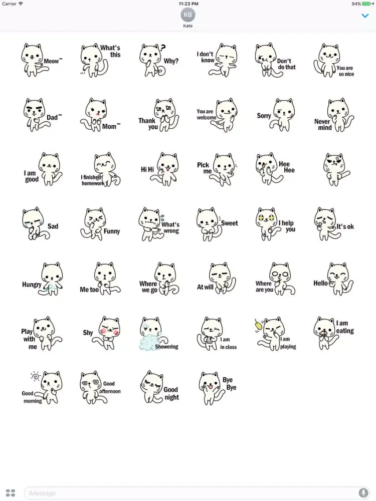 Ginger The Cute White Cat Stickers iPad 应用截图