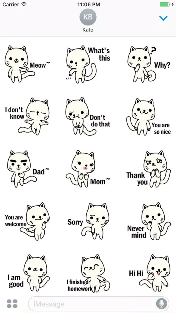 Ginger The Cute White Cat Stickers应用截图