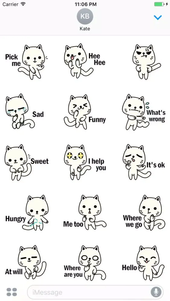 Ginger The Cute White Cat Stickers应用截图