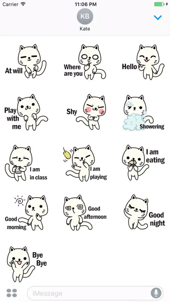 Ginger The Cute White Cat Stickers应用截图