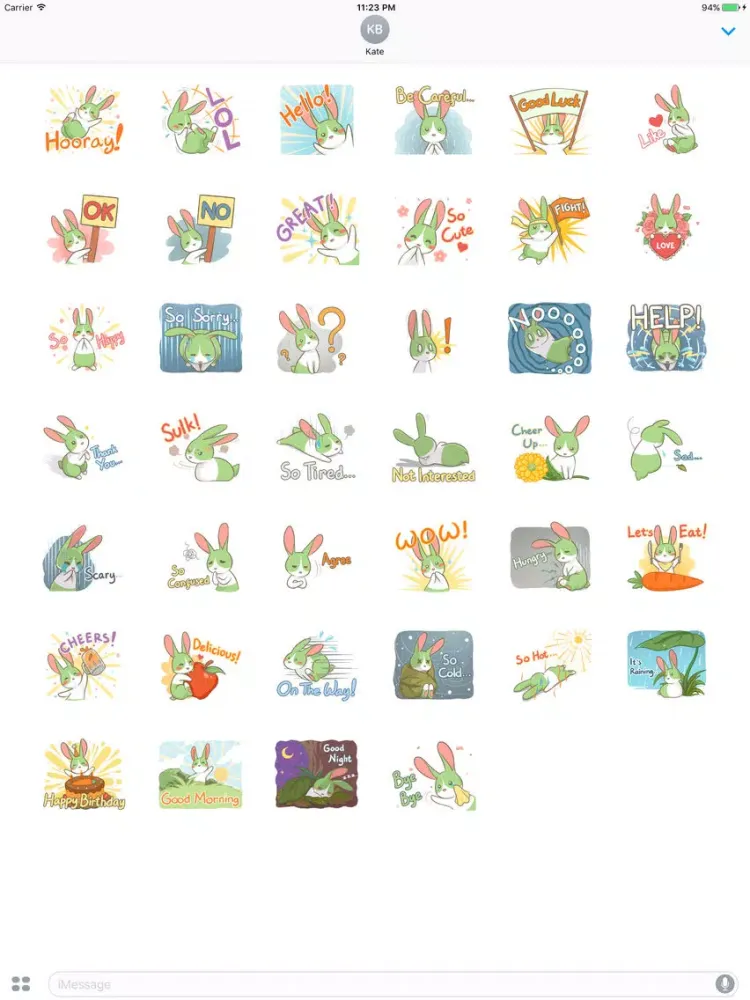 صور Sapphire The Little Green Bunny English Stickers iPad 