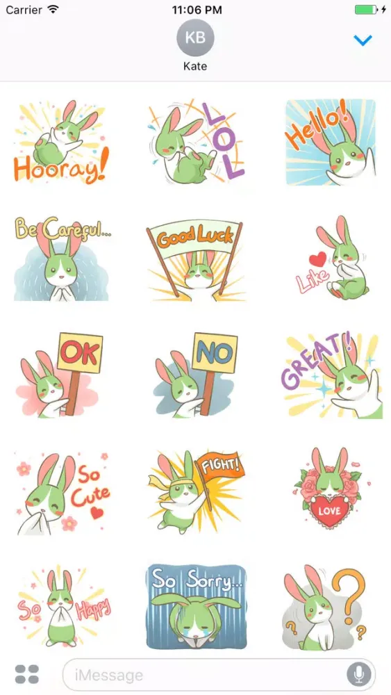 صور Sapphire The Little Green Bunny English Stickers