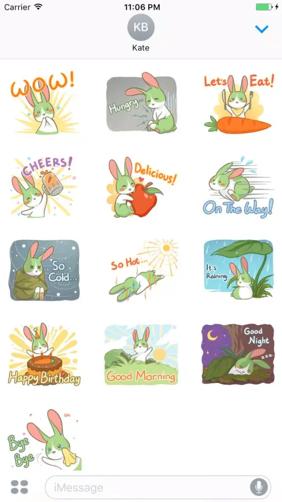 صور Sapphire The Little Green Bunny English Stickers