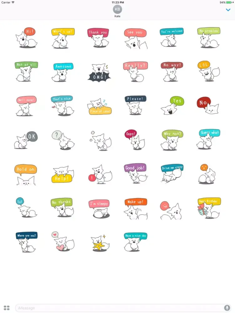 Stella The Little Snow Fox English Stickers iPad  Screenshots