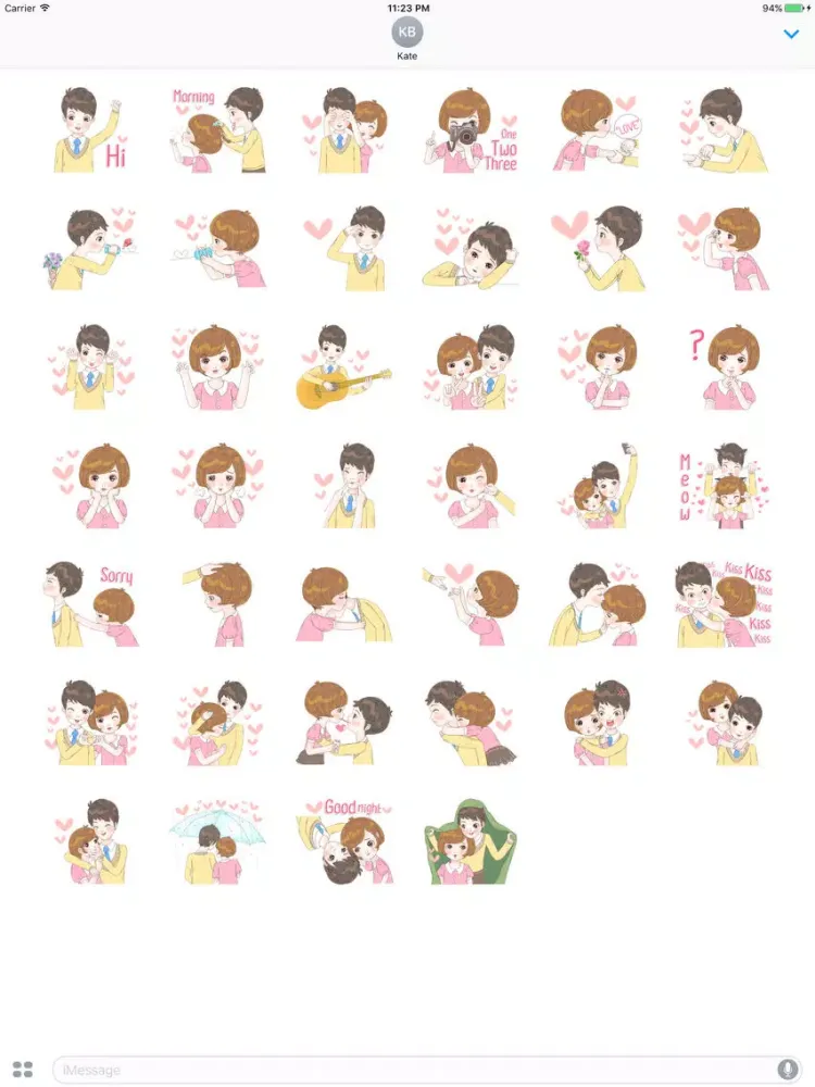 Sweet cutie couple English Stickers iPad  Screenshots