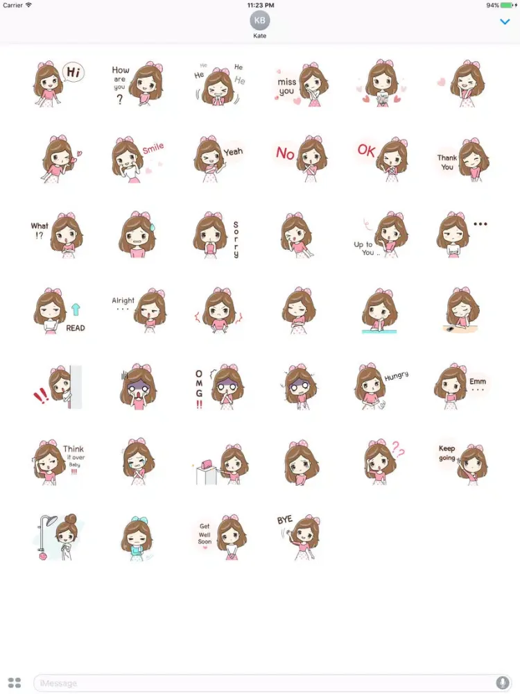 Ulrica The Sweet Girl English Stickers iPad  스크린샷