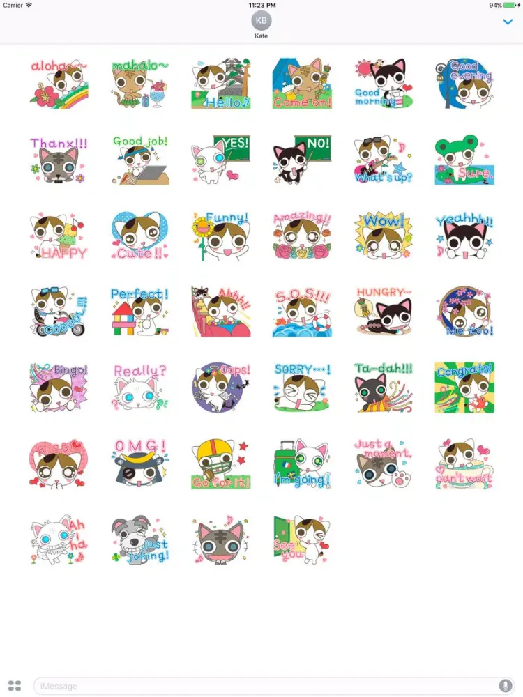 Yazmin The Cute Little Kitten English Stickers iPad  स्क्रीनशॉट