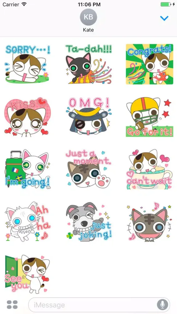 Yazmin The Cute Little Kitten English Stickers स्क्रीनशॉट