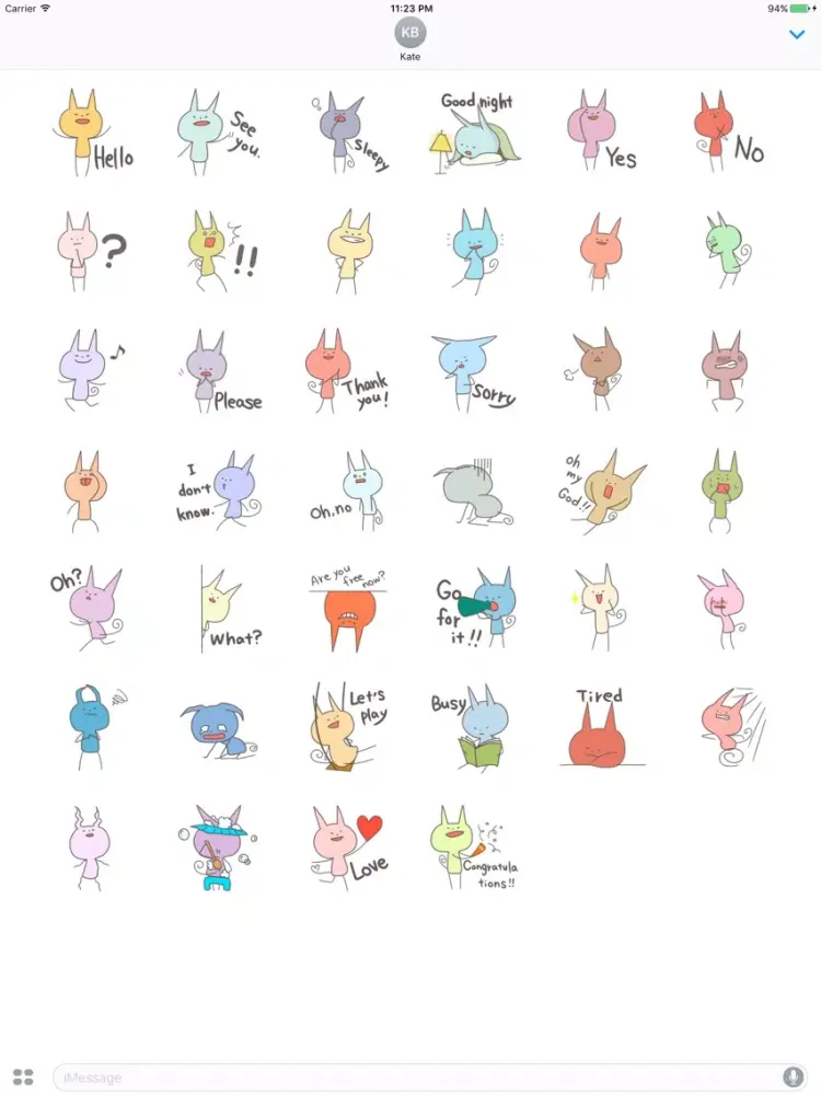 Yazmin The Cute Rabbit English Stickers iPad  Screenshots