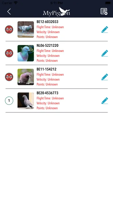 MyPigeon App Ekran Görüntüleri
