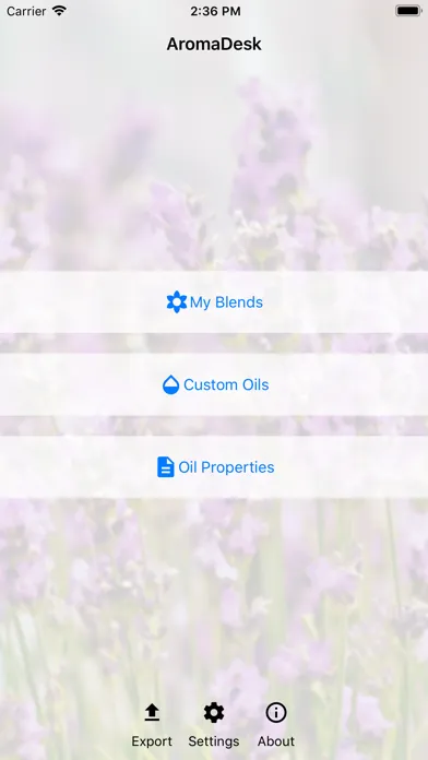 Capturas de pantalla de AromaDesk Oil Blending Tool