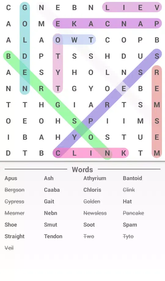 Capturas de tela do Word Search Puzzle